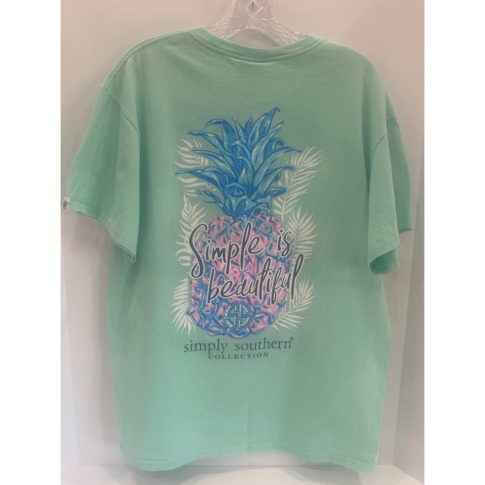 Simply Southern Mint Green Pineapple Simple is Beautiful T-Shirt Large - Picture 2 of 9